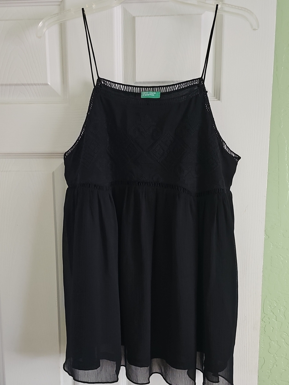 Black Spaghetti-Strap Summer Top - Unknown Brand